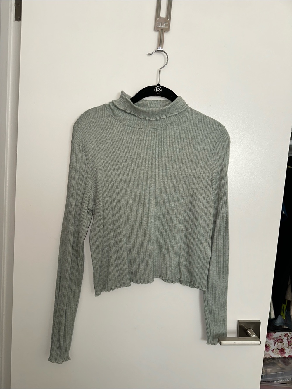 Madewell Sage Ribbed Mock Neck Long-Sleeve Top